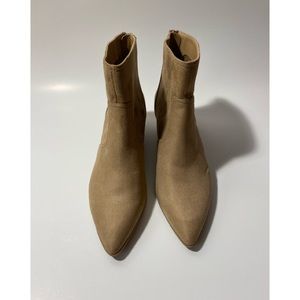 NEW BANANA REPUBLIC Faux Suede Taupe/Camel Brown Ankle Boots Size 8
